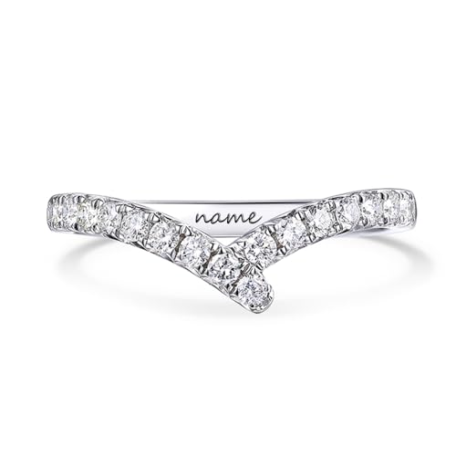 Solid 10K/14K/18K Gold 0.45 CT.TW Diamond/Moissanite V-shaped Curved Chevron Wedding Band for Women, Available in Size 3-16 and White/Rose/Yellow Gold