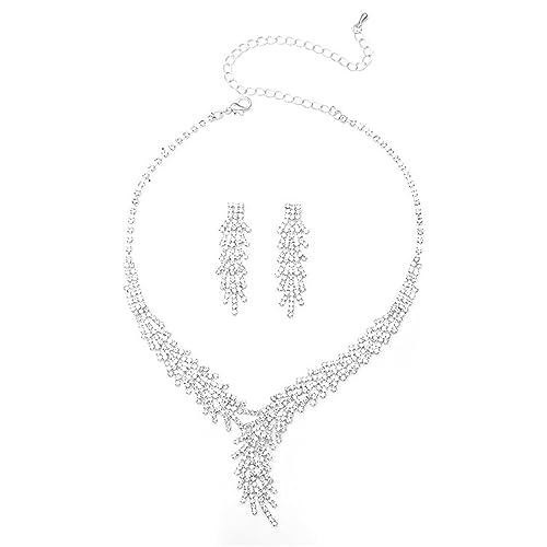 La Mejor Lista de Gargantillas Top 10. 41 Sets de Joyería para Mujer, El Juego de Joyas de Cristal Para Mujer Incluye Gargantilla de Diamantes de Imitación y Pendientes Colgantes, Accesorios de Joyería Ideales para...
