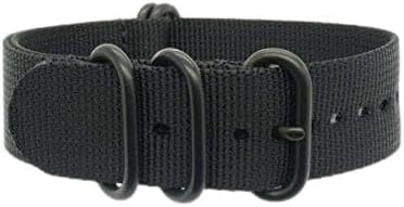 PerFit ZULU4 Ballistic Nylon Watch Strap + Spring Bars, Field Ready + Fashion Forward, Heavy Duty + Washable (18mm, Brigade Black + Black-Ops Hardware)