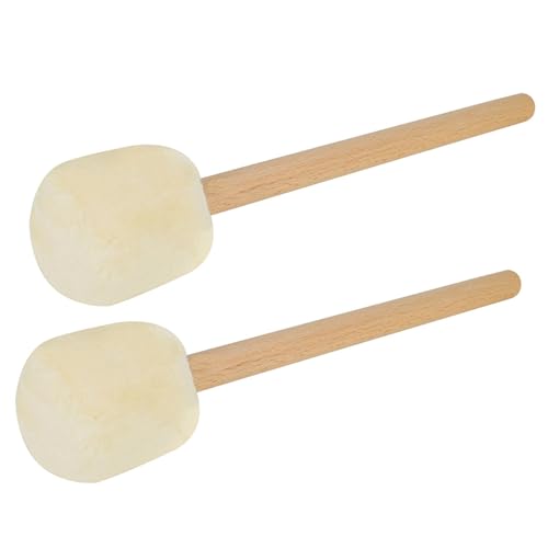 Baquetas de felpa para batería con mango de madera de haya, 2 piezas, ideales para principiantes, niños y actuaciones en escenario miniatura 1