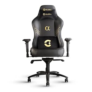 CELLBELL Alpha Series Gaming/Racing Style Ergonomic High Back Chair with Removable Neck Rest and Adjustable Back Cushion Chair for Study High Back Seating Chair for Gamers PU Leather [Black]