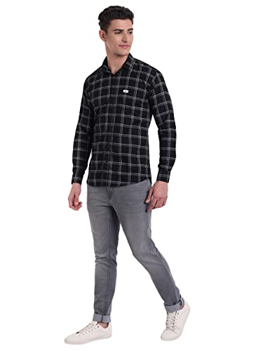 Image of Majestic Man Slim Fit Cotton Casual Check Shirt for Men