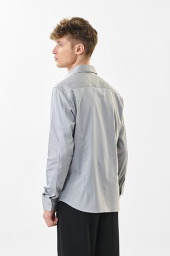 Image of SNITCH Men Formal Shirt | Slim Fit Full Sleeve Classic Collar Solid Pattern | Premium Cotton Blend & Breathable Fabric for Office