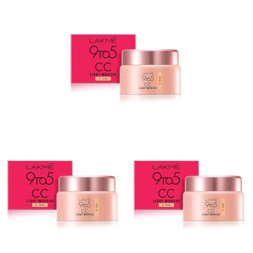 Image of Lakme 9 to 5 CC Mousse Beige 25gm|| Light Face Makeup with Natural Coverage|| SPF 30 (Pack of 3)