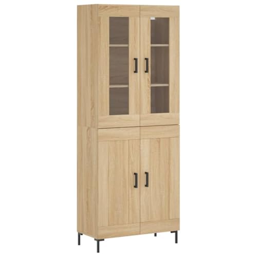 vidaXL Buffet Haut, Armoire de Rangement avec Pieds, Meuble de Rangement, Organisateur Salon Salle de Séjour, Moderne, Chêne Sonoma Bois d'Ingénierie