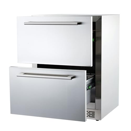 Garvee 24 in Undercounter Refrigerators with Weatherproof Full Stainless Steel Body, Built-in Beverage Refrigerator for Home and Commercial Use, Stainless Steel Door, Fast Cooling, Low Noise, 37-65 °F