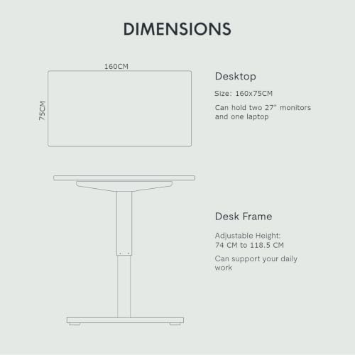 Image of SE1 / Flexi Spot EN1 Electric Height Adjustable Desk | 2 Year Warranty | 4 Memory Pre-Set | Adjustable Length (White-Walnut, 160x75CM)