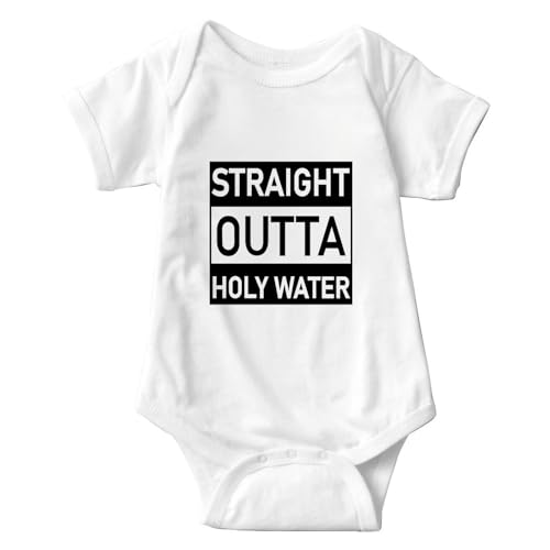 Image of Straight Outta Holy Water Bodysuit Baby Baptismal Baby Bodysuit Baptism For Boy Girl Clothes Christening Infant