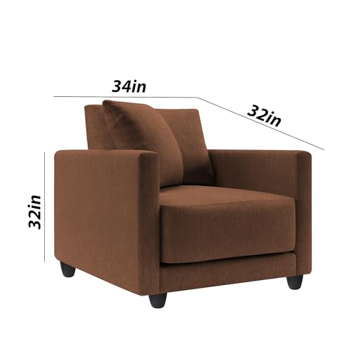 Image of Casaliving Dominic 1 Seater Sofa Set for Living Room (Brown Fabric) Premium Fabric Sofa