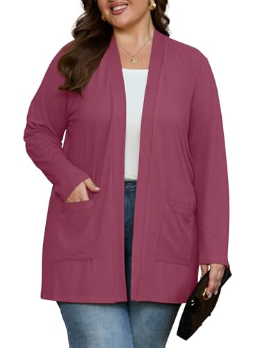 Image of OLRIK Plus Size Cardigan for Women 2026 Lightweight Open Front with Pockets