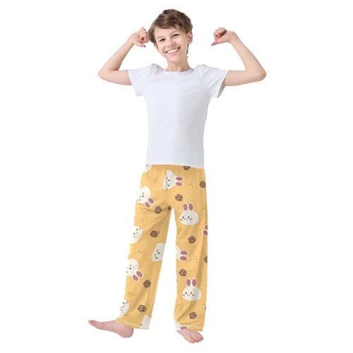 Rabbit Cookies Boys Pants Boys Athletic Pants Long Pant for Boywith Pockets Wide-Leg Size 6-14Y3