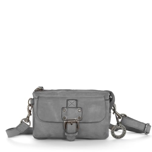 Cas8 Gürteltasche LUCA, kleine Damen Umhängetasche aus Leder, kompakte Schultertasche für den Alltag, mit 3x Reißverschluss Fächern für perfekte Organisation, dusty