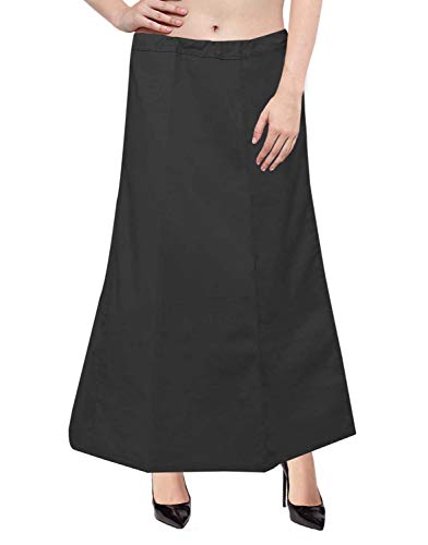 Cotton Petticoat Stitched Adjustable Waist Inskirt Saree Underskirt Lining Sari Petticoat for Women Black