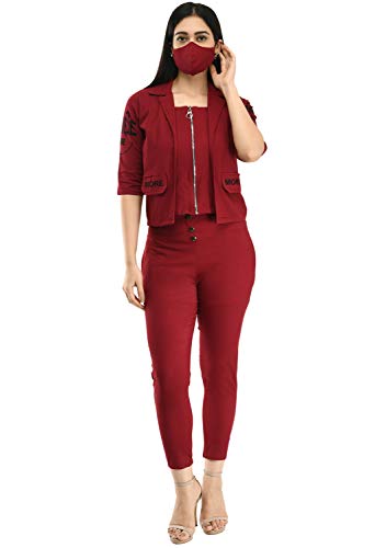 Image of Neysa Women's Cotton Lycra Regular Dress with Mask
