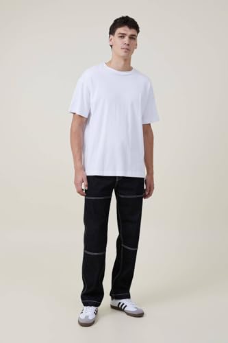 Image of KOTTY Men's Striped Aswad Black Button Regular Fit Jeans