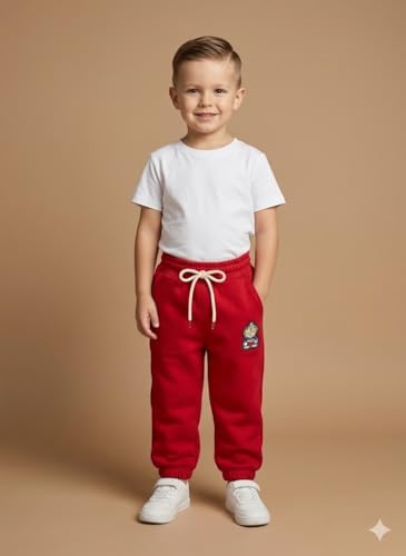 Image of A.T.U.N. (ALL THINGS UBER NICE) Boys Premium Cotton Jogger Pants with Elastic Waist & Adjustable Drawstring | Soft Touch Applique Detail Comfortable Bottom Wear for Kids
