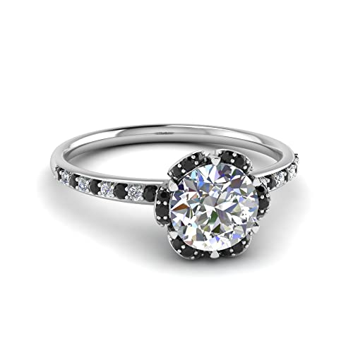 Image of 55Carat Choose Your Gemstone 6 Petal Ring Sterling Silver Round Shape Halo Engagement Rings Well Shaped for Any Gift Giving Occassion Modern Style Enchating Women US Size 4 to 12