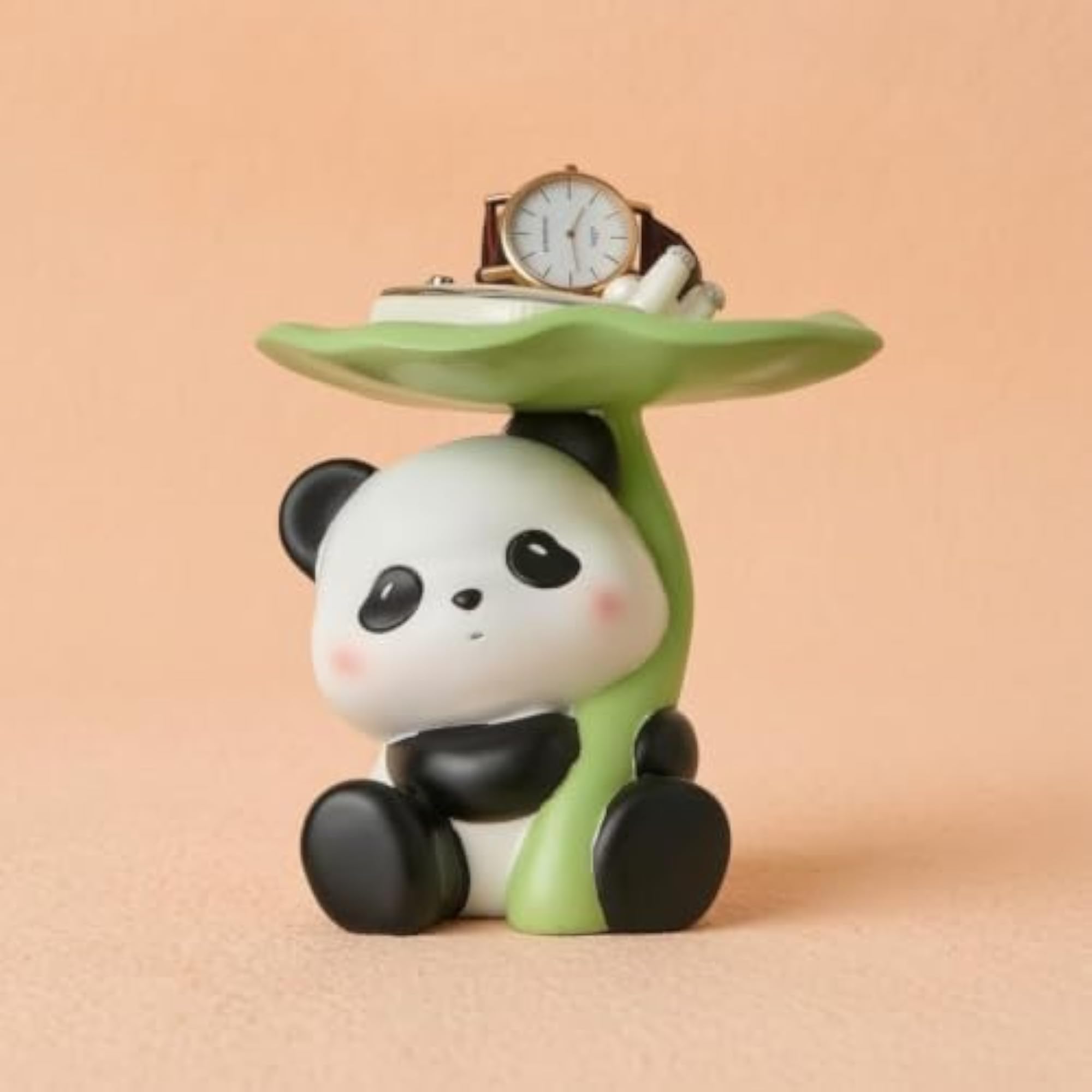 Seated Lotus Leaf Panda Organizer, Tabletop Tray