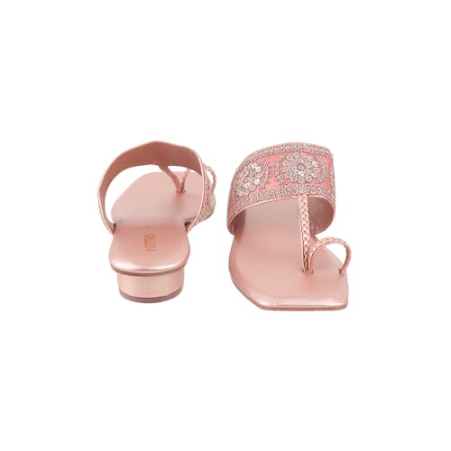 Image of Metro Women Embellished Ethnic Kolhapuri Block Heel Slip-on Sandal