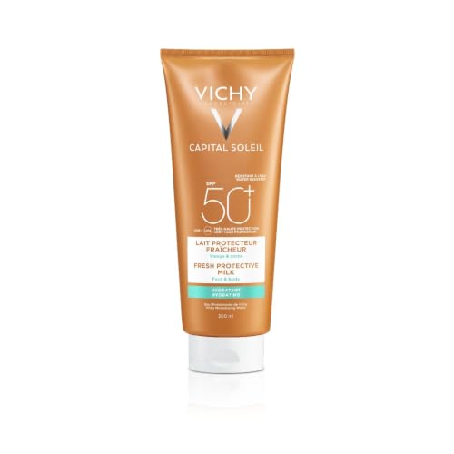 Vichy Capital Soleil, Latte Idratante Fresco Viso e Corpo SPF50+, 300 ml