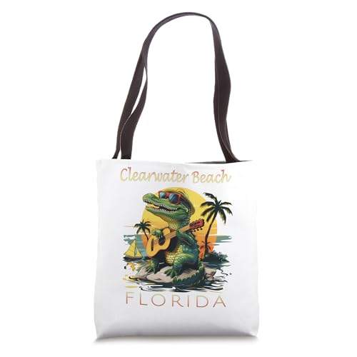 Clearwater Beach Florida Vacation Cute Alligator Souvenir Tote Bag