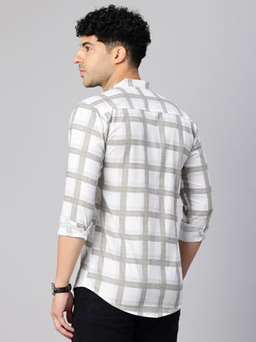 Image of Majestic Man Men's Pure Cotton Mandarin Collar Slim Fit Casual Shirt