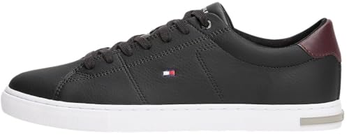 Tommy Hilfiger Herren Vulcanized Sneaker Essential Leather Detail Schuhe, Schwarz (Black), 41 Tommy Hilfiger Herren Vulcanized Sneaker Essential Leather Detail Schuhe, Schwarz (Black), 41