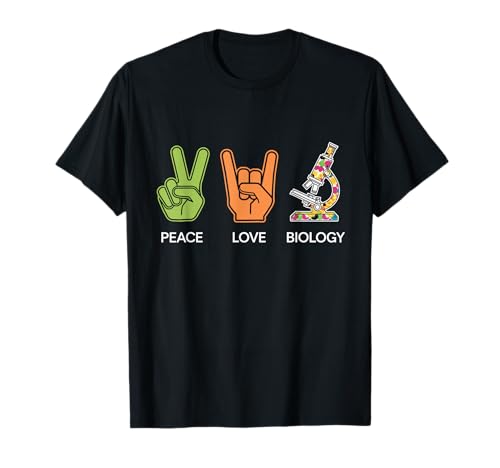 Peace Love Biology Microscopio científico divertido para biólogos Camiseta