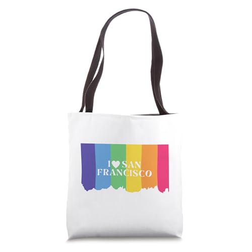 Bolso Tote I love San Francisco con bandera LGBT miniatura 1