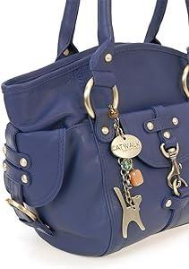 Borsa In Vera Pelle Catwalk Collection - Tote Con Ciondolo Gatto, Modello Bellstone