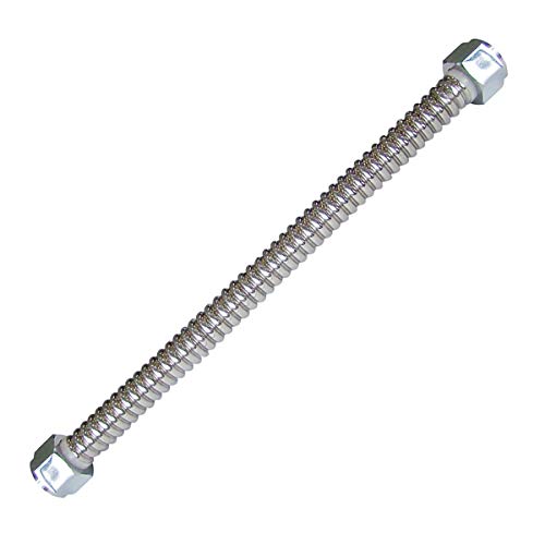 HIGHCRAFT GUXDT0118I GUXD-T01-18I 18 in. Corrugated Stainless Steel Tube Connector for Water Heater, Durable, Maximized CorrosionResistance & Performance, 1 in. FIP X 1 in. FIP