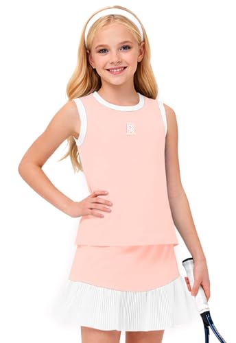 Image of Remimi Girls Tennis Dress Cute Outfit Sleeveless Workout Tank Top and Sport Skirt Set 4-12 Years