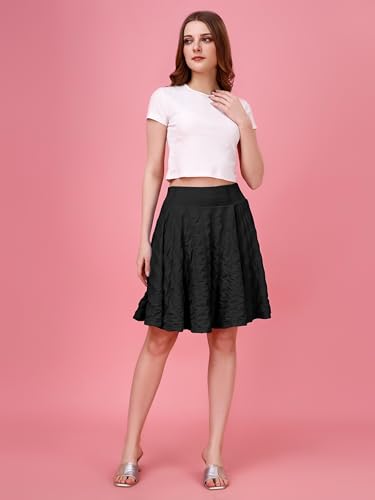 Image of Mehrang Spandex Women's Classic Stretchy All Time Trendy Skater Skirt with Attached Inner Shorts and Flared Inskirt