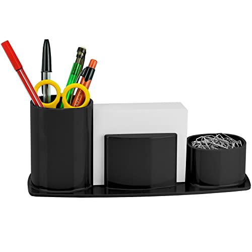 Acrimet Millennium Organisateur de Bureau Porte Stylo, Porte Crayon, Porte Trombones et Feuilles de Papier Inclus (Plastique) (Couleur Noir) Cover