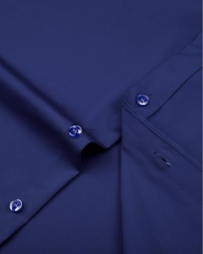 J.VER Boy's Long Sleeve Dress Shirts Solid Stretch Wrinkle-Free Shirt Kids Casual Button Down Shirts Navy Blue