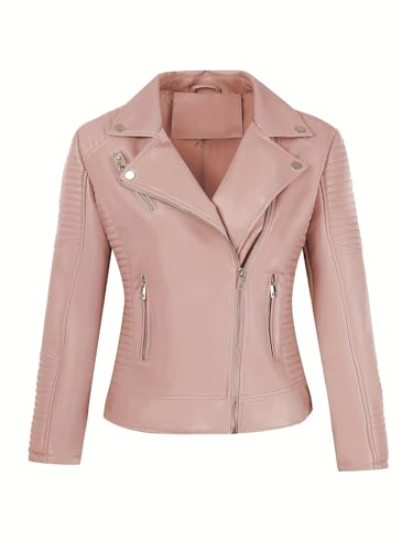 Pallivare Women's Faux Leather Jacket Spring Motorcycle Biker Clothes Outfits