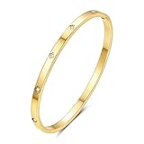 Joo&Rind Bracelet Femme Or Bracelet Jonc Trèfle 18K Plaqué Acier Inoxydable Porte Bonheur Bijoux Cadeau pour Femmes