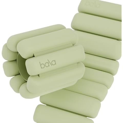 Bala Bangles Wrist & Ankle Weights for Women & Men (Sage) - 1 Pound Adjustable Silicone Weighted Bracelet Set for Gym, Yoga, Pilates, Cardio & Strength Training - Wearable Arm & Leg Workout Weights Cover