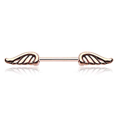 Covet Jewelry Rose Gold Angel Wing Nipple Barbell Ring #TOP9