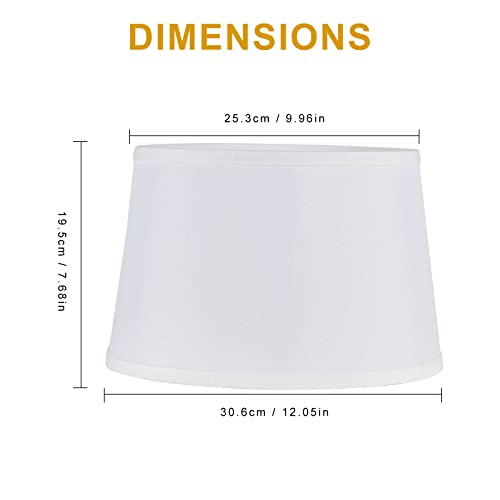 Gabori Medium White Lamp Shades Set Of 2, Large Drum Lampshades For Table Lamp And Floor Light, Fabric Natural Linen Hand Crafted, Spider #TOP1