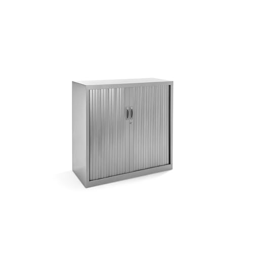 Rocada | Armario Metálico | Armario archivador Muebles Oficina | Puertas de persiana y Estantes de Altura Ajustable| Armarios con Cerradura | 102x45x105 cm - Gris