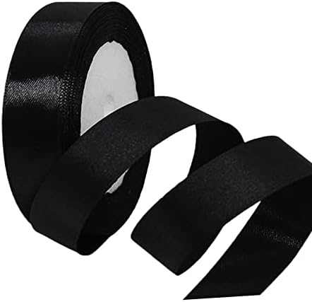 Black Ribbon 3mm for Gift Wrapping 91M, Double Sided Black Satin Ribbon 3mm Thick Fabric Ribbon for Crafting Cake Ribbon,Hair Bow Ribbon,Balloon,Halloween Decoration,Wedding Car Ribbon