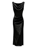 GORGLITTER Glitter Formal Dresses for Women Draped Ruched Bodycon Slit Fishtail Dress Cocktail Evening Gowns Black Medium