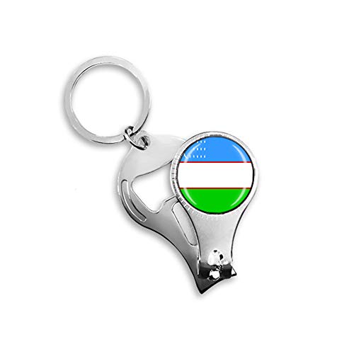 Porte-clés décapsuleur et coupe-ongles avec pendentif drapeau national de l'Ouzbékistan