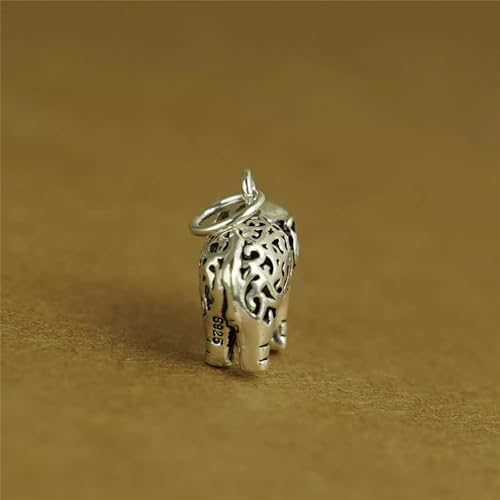 SUGARKITTEN LONDON Sterling Silver Filigree 3D Elephant w Raised Trunk Pendant Charm 2 Tones (Oxidised Silver) - Image 3