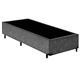 Cama Box Base Solteiro Suede 42x188x88 (Cinza)