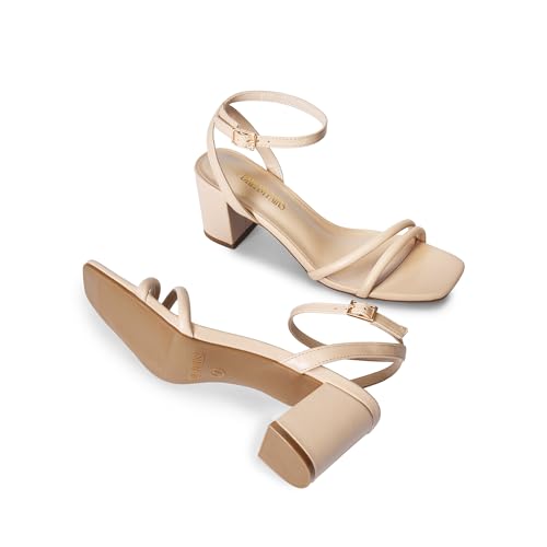 DREAM PAIRS Women's Chunky Strappy Heels Square Open Toe Ankle Buckle Low Heels Sandals for Daily Wedding Party Dress4