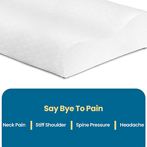 Sleepsia Memory Foam Pillows For Sleeping | Queen Size Orthopedic Pillow For Neck Pain | Contour Side Sleeper Pillows For Shoulder Pain Relief - (White), Firm #TOP3