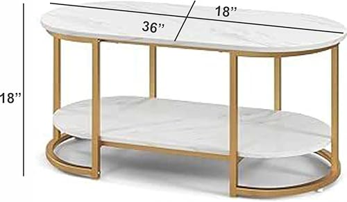 Image of Metal Large Coffee Table Center Table,Sofa Table Simple Design Beautiful,Modern Coffee Table Living Room Table for Home,& Office2 Tier White & Gold.