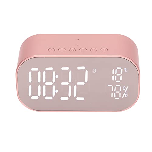 USCCE Digital Alarm Clock Radio with Bluetooth Speaker, Two Way Call, 3 Adjustable Brightness, FM Radio, Multiple Ports, Thermometer, Battery Backup(Rose Gold)
